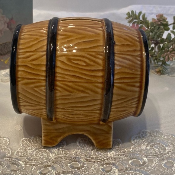 Vintage glazed ceramic Beer Barrel “Cuss Box” “swear jar” piggy bank (humour) - Picture 11 of 12